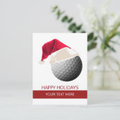Weihnachtsgolfball Weihnachtsmannmütze PostCards Feiertagspostkarte (Stehend Vorderseite)