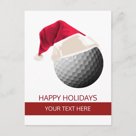 Weihnachtsgolfball Weihnachtsmannmütze PostCards Feiertagspostkarte (Vorderseite)