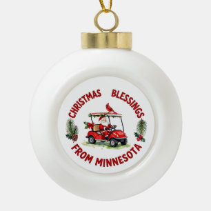 Weihnachtsgolfen in Minnesota Feiertag Keramik Kugel-Ornament