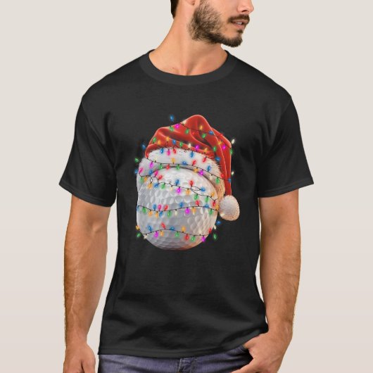 Weihnachtsgolfen Weihnachtsmannmütze Golf Ball Män T-Shirt (Vorderseite)