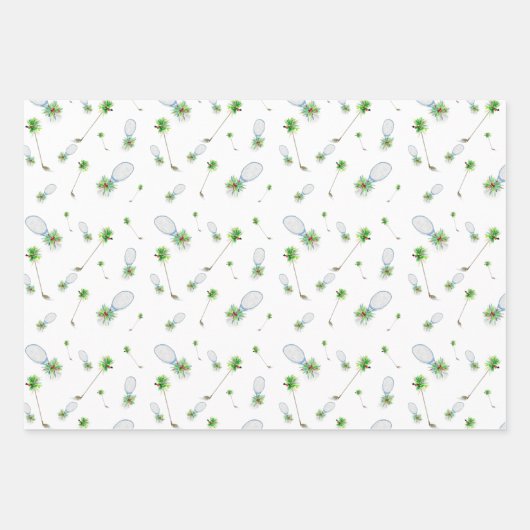 Weihnachtsgolfklubs und Tennisplätze Geschenkpapier Set (Vorderseite 2)