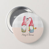 Weihnachtsgome in Liebe Wasserfarbe Handgemalt Button (Vorne & Hinten)