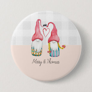 Weihnachtsgome in Liebe Wasserfarbe Handgemalt Button