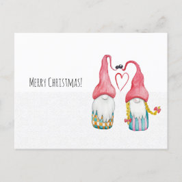 Weihnachtsgome in Liebe Wasserfarbe Handgemalt Feiertagspostkarte
