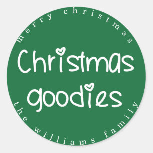 Weihnachtsgoodies - Personalisiertes Grün Runder Aufkleber