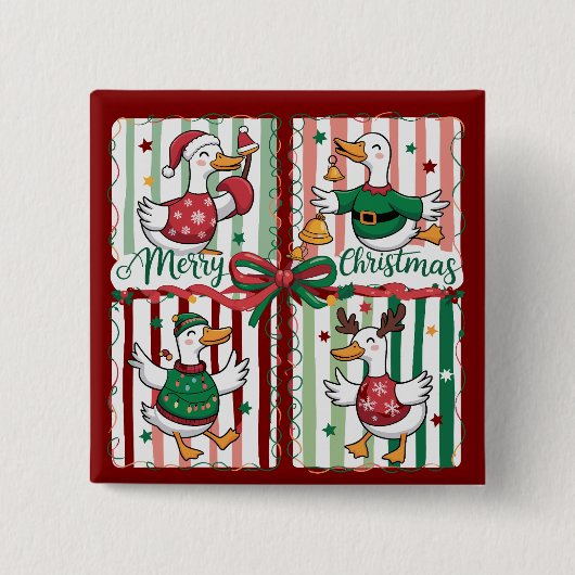 Weihnachtsgoose Funny Holiday Animal Reindeer Duck Button (Vorderseite)
