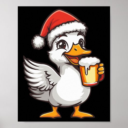 Weihnachtsgoose mit Bier-Comic Poster (Vorne)