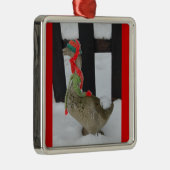 Weihnachtsgoose Silbernes Ornament (Rechts)