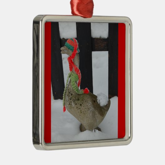 Weihnachtsgoose Silbernes Ornament (Rechts)