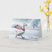 Weihnachtsgoose Wandern in Schneeflocken Karte (Gelbe Blume)