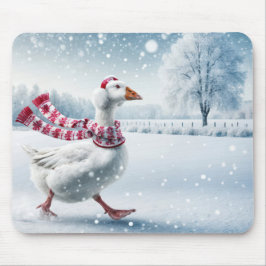 Weihnachtsgoose Wandern in Schneeflocken Mousepad