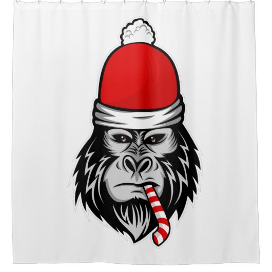 Weihnachtsgorilla Duschvorhang (Vorderseite)