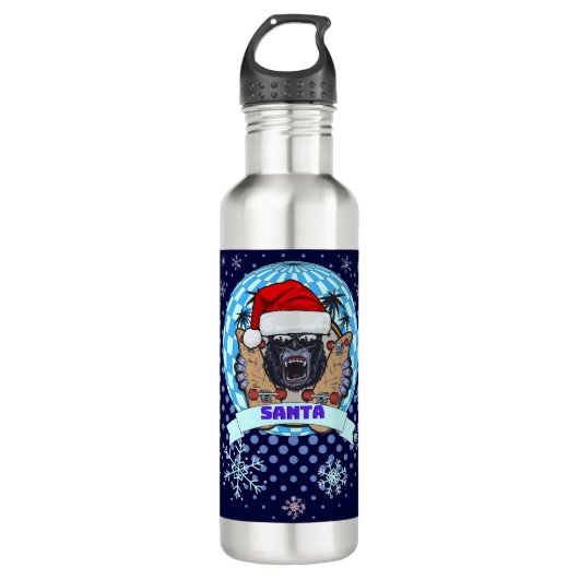 Weihnachtsgorilla Edelstahlflasche (Vorderseite)