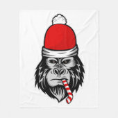 Weihnachtsgorilla Fleecedecke (Vorderseite)