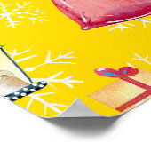 Weihnachtsgottesdienst & Gelbes Muster Hintergrund Poster (Ecke)