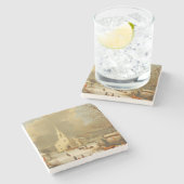 Weihnachtsgottesdienste Malerei Steinuntersetzer (Seitenansicht)