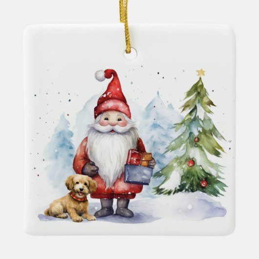 Weihnachtsgottling mit Geschenk Keramikornament (Vorderseite)
