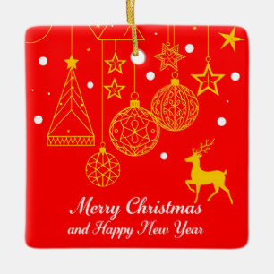 Weihnachtsgrafik mit Ornamenten Keramikornament