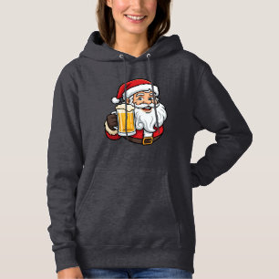 Weihnachtsgrafik Weihnachtsmann beim Biertrinken Hoodie