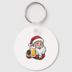 Weihnachtsgrafik Weihnachtsmann beim Biertrinken Schlüsselanhänger