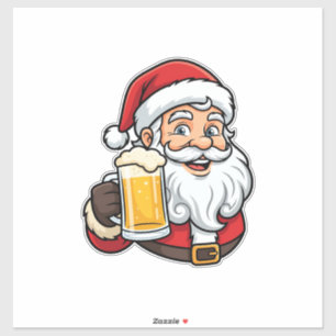 Weihnachtsgrafik Weihnachtsmann Bier trinkend Aufkleber