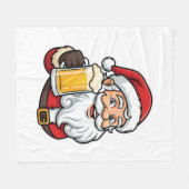 Weihnachtsgrafik Weihnachtsmann Bier trinkend Fleecedecke (Vorderseite (Horizontal))