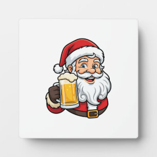 Weihnachtsgrafik Weihnachtsmann Bier trinkend Fotoplatte