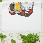 Weihnachtsgrafik Weihnachtsmann Bier trinkend Geschirrtuch (Gefaltet)
