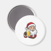 Weihnachtsgrafik Weihnachtsmann Bier trinkend Magnet (Vorderseite/Rückseite)