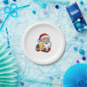 Weihnachtsgrafik Weihnachtsmann Bier trinkend Pappteller (Party)
