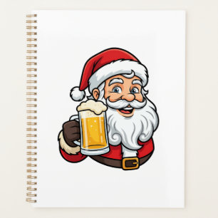 Weihnachtsgrafik Weihnachtsmann Bier trinkend Planer