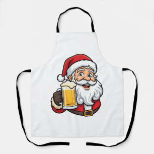 Weihnachtsgrafik Weihnachtsmann Bier trinkend Schürze