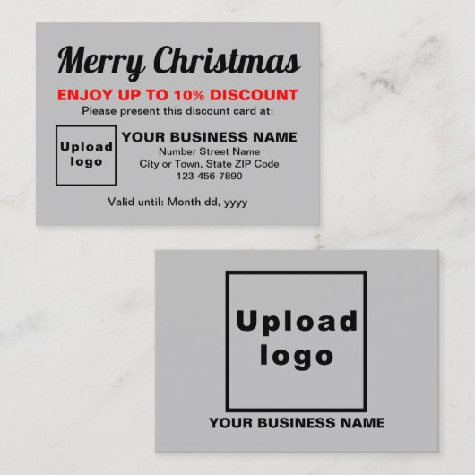 Weihnachtsgraue Rabattkarte (Vorne/Hinten)