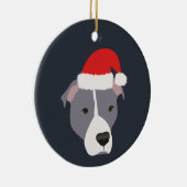 Weihnachtsgraue und weiße Pitbulle Keramik Ornament (Rechts)