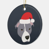 Weihnachtsgraue und weiße Pitbulle Keramik Ornament (Links)