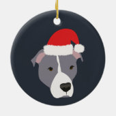 Weihnachtsgraue und weiße Pitbulle Keramik Ornament (Hinten)