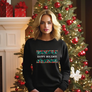 Weihnachtsgrenze mit Text-Langschläfer-T - Shirt