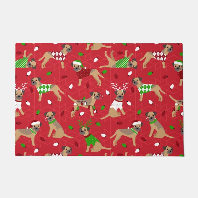 Weihnachtsgrenze Terrier Doormat Fußmatte (Vorderseite)