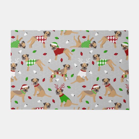 Weihnachtsgrenze Terrier Doormat Fußmatte (Vorderseite)