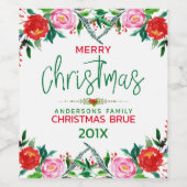 Weihnachtsgrenzen und moderne Typografie der Blume Weinetikett (Einzelnes Label)