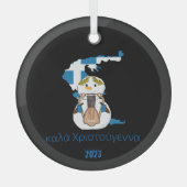 Weihnachtsgriechischer Flaggenschneefahrer Ornament Aus Glas (Vorderseite)