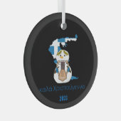 Weihnachtsgriechischer Flaggenschneefahrer Ornament Aus Glas (Vorderseite Rechts)