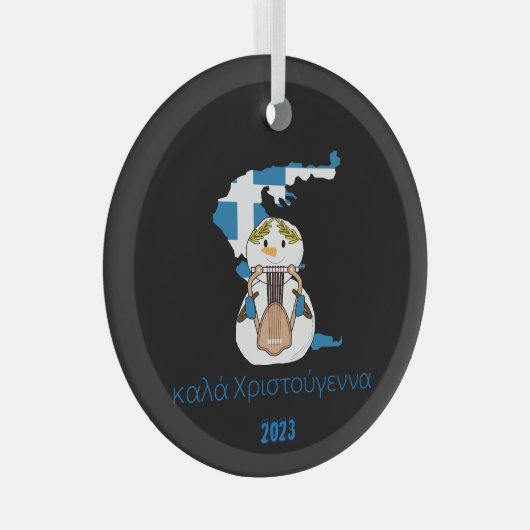 Weihnachtsgriechischer Flaggenschneefahrer Ornament Aus Glas (Vorderseite Rechts)