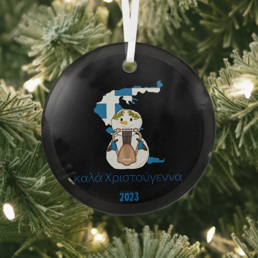 Weihnachtsgriechischer Flaggenschneefahrer Ornament Aus Glas (InSitu)