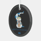 Weihnachtsgriechischer Flaggenschneefahrer Ornament Aus Glas (Vorderseite links)