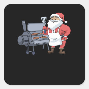 Weihnachtsgrill Santa Claus Grill Smoker Steak Quadratischer Aufkleber