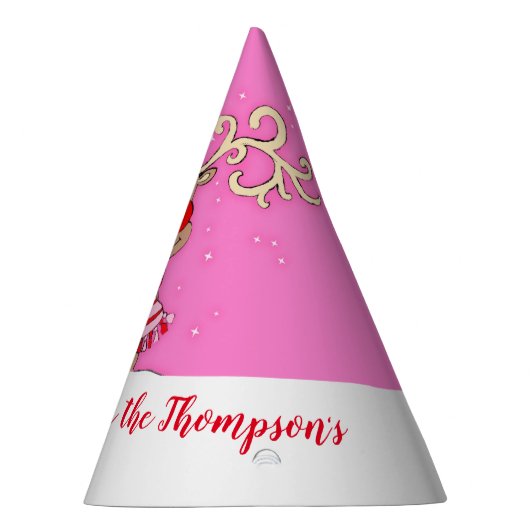 Weihnachtsgroßer Geweihrenrosa-Namenhut Partyhütchen (Rechts)