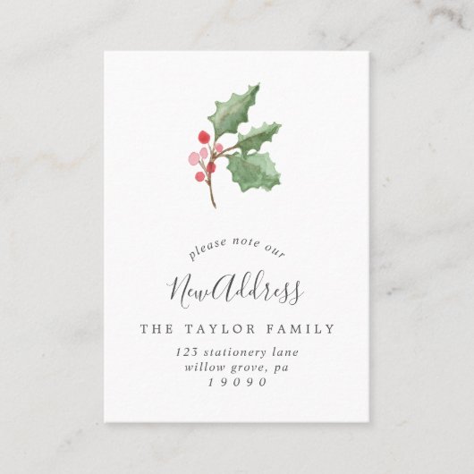 Weihnachtsgrün Änderung der Adresse Beilage Karte (Vorderseite)