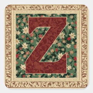 Weihnachtsgrün auf Red Z Design Quadratischer Aufkleber