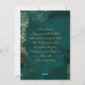 Weihnachtsgrün, Baubles, Goldeffektrahmen Feiertagskarte (Rückseite)